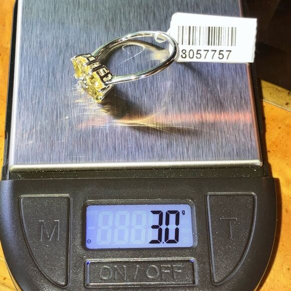 Natural Heliodor Moissanite Sterling Silver Flower Ring Size 10 - Picture 9 of 9